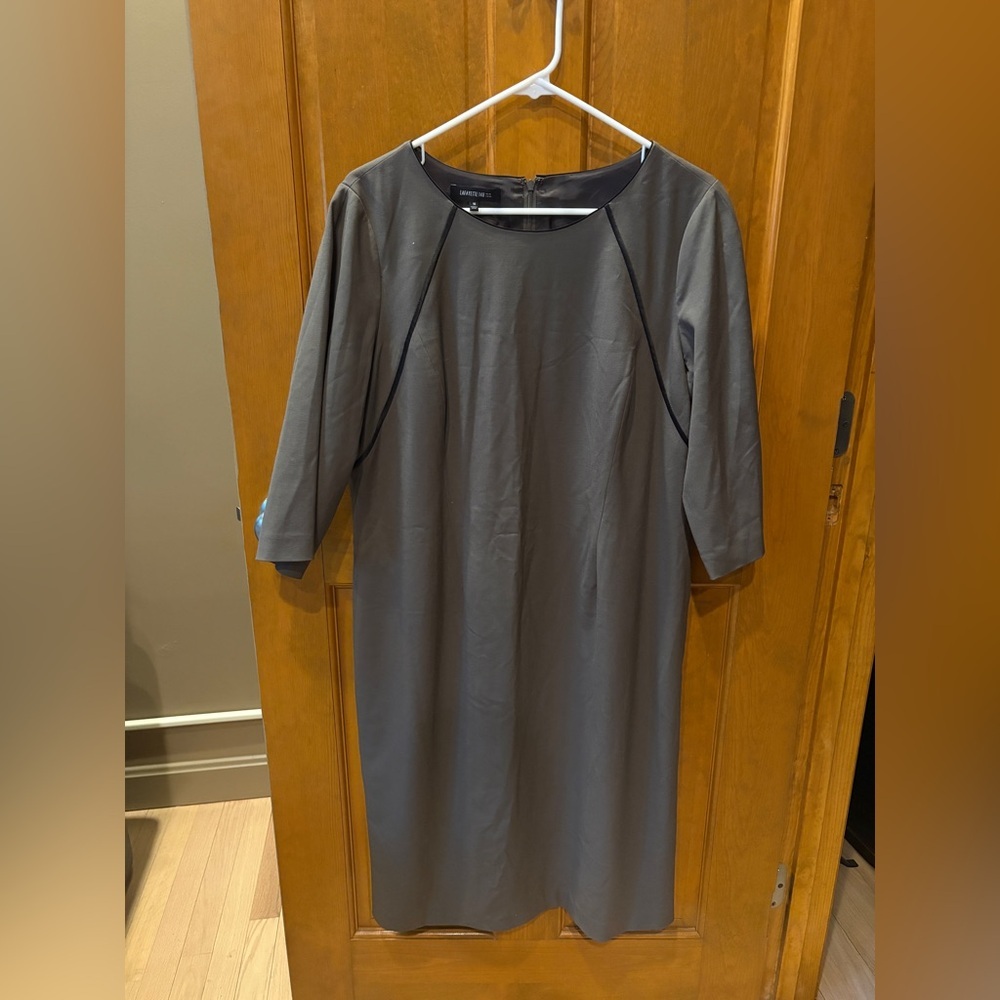 Lafayette 148 NY Women’s Solid Light Brown Wool 3/4 Sleeve Midi Dress Size 16